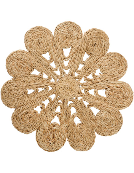 Grand Set de Table bohème chic Fleur 36 cm Jute Naturel Tressé Florova 