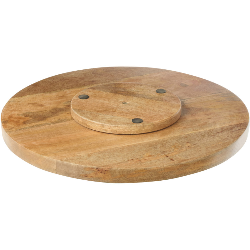 Grand Plateau tournant japandi Rond 45 cm Bois de manguier Blanc Bleu foncé Naturel Kizuna 