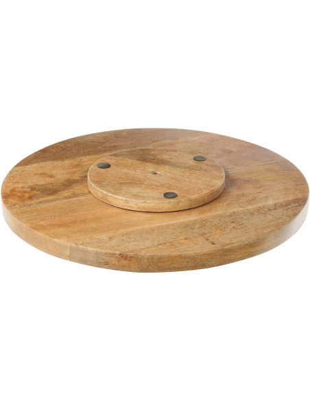 Grand Plateau tournant japandi Rond 45 cm Bois de manguier Blanc Bleu foncé Naturel Kizuna 