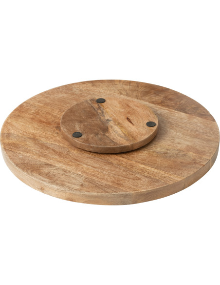 Grand Plateau tournant bord de mer Rond 45 cm Bois de manguier Bleu Blanc Motif rayures Aonani 