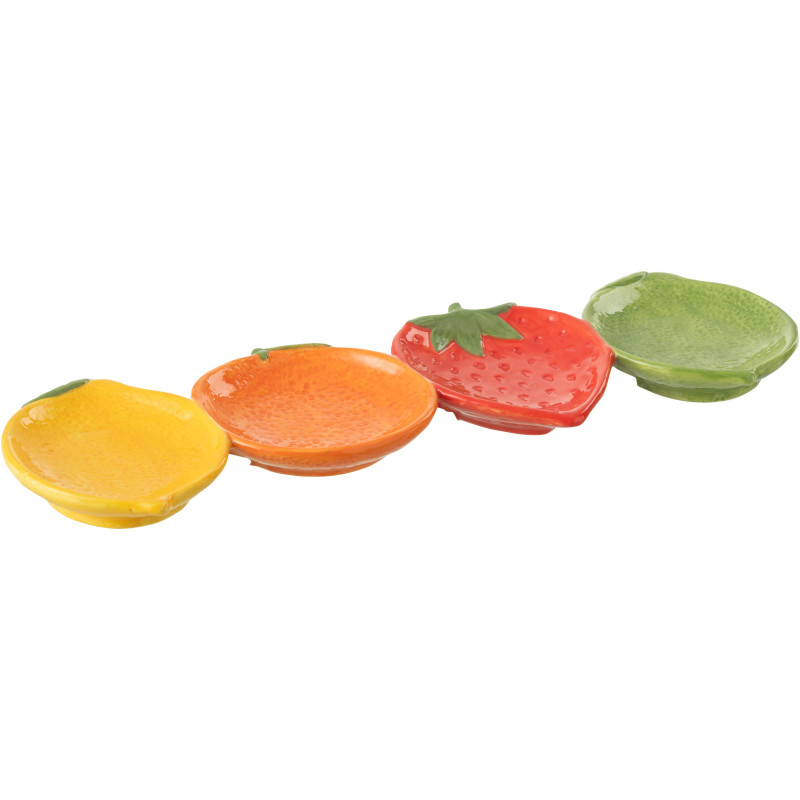 Grand Plateau 4 Bols design Fruits 37 cm Dolomite Jaune Orange Rouge Vert Fruixio 