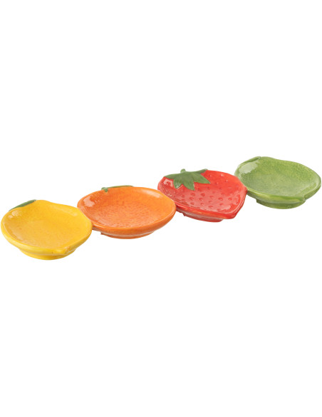 Grand Plateau 4 Bols design Fruits 37 cm Dolomite Jaune Orange Rouge Vert Fruixio 