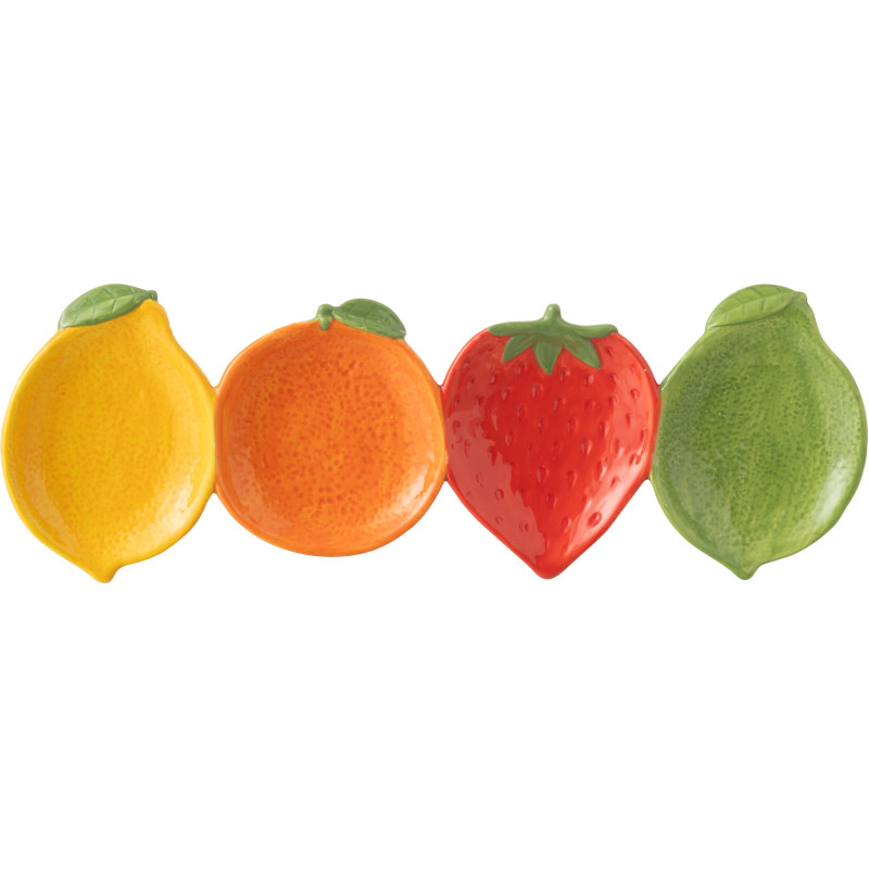 Grand Plateau 4 Bols design Fruits 37 cm Dolomite Jaune Orange Rouge Vert Fruixio 