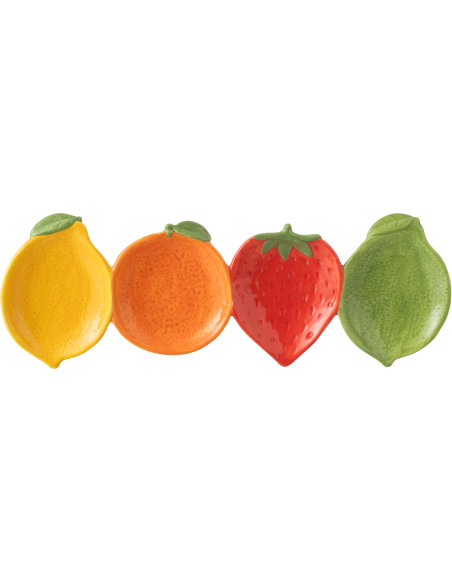 Grand Plateau 4 Bols design Fruits 37 cm Dolomite Jaune Orange Rouge Vert Fruixio 