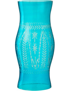 Grand Photophore XXL style méditerranéen Cylindrique H 50 cm Verre Turquoise Tarifa 