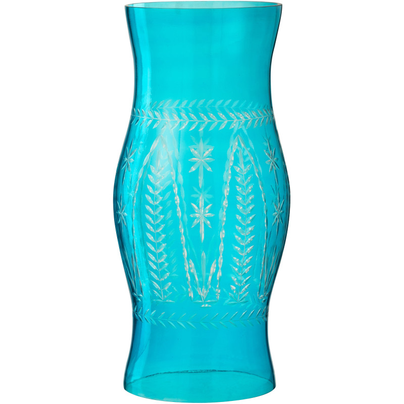 Grand Photophore XXL style méditerranéen Cylindrique H 50 cm Verre Turquoise Tarifa 