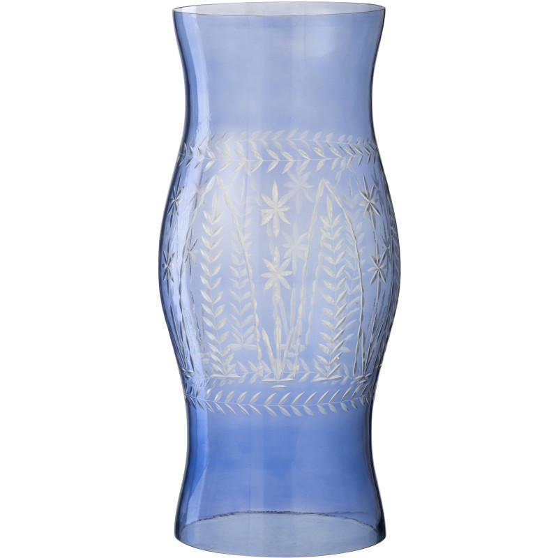 Grand Photophore XXL style méditerranéen Cylindrique H 50 cm Verre Bleu Tarifa 