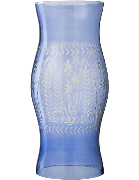 Grand Photophore XXL style méditerranéen Cylindrique H 50 cm Verre Bleu Tarifa 