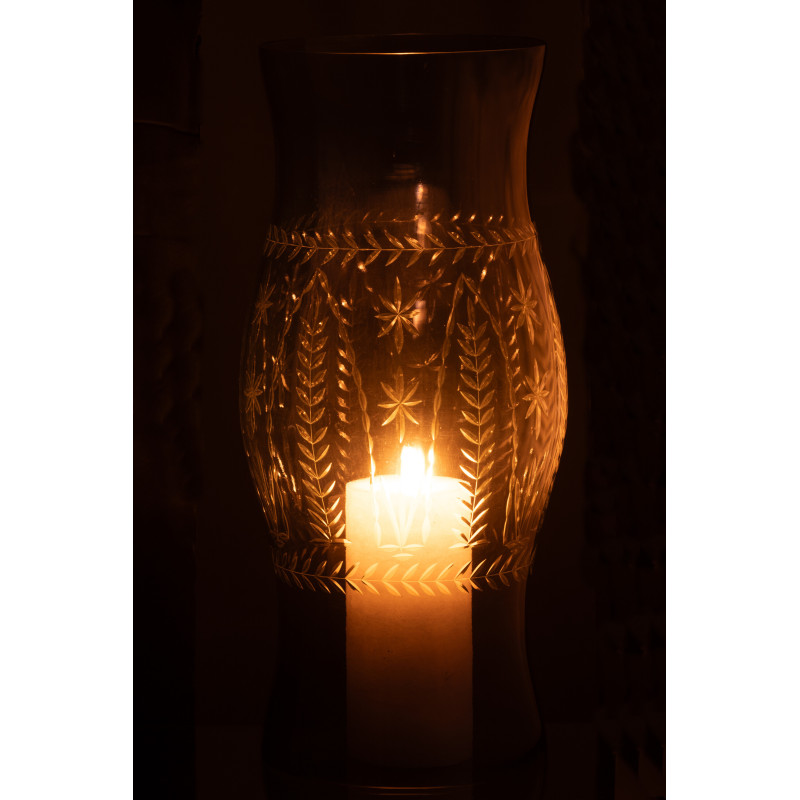 Grand Photophore XXL style méditerranéen Cylindrique H 50 cm Verre Bleu Tarifa 