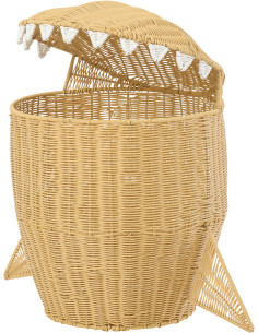 Grand Panier de rangement original Requin H 66 cm Rotin synthétique Naturel Tressé Squally 