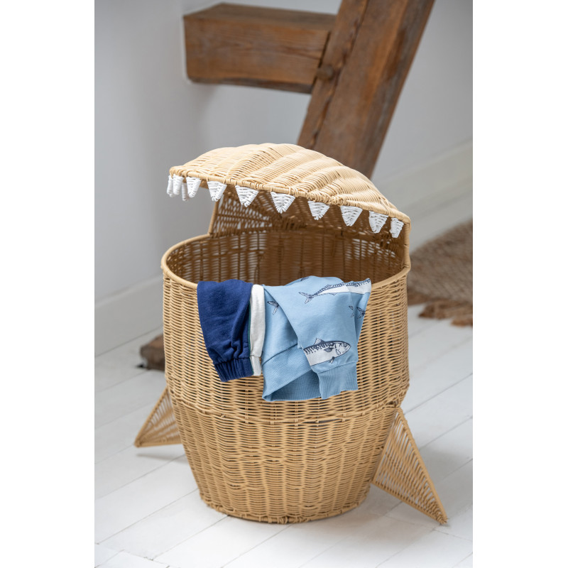 Grand Panier de rangement original Requin H 66 cm Rotin synthétique Naturel Tressé Squally 