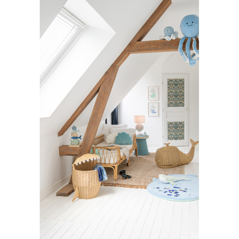 Grand Panier de rangement original Requin H 66 cm Rotin synthétique Naturel Tressé Squally 