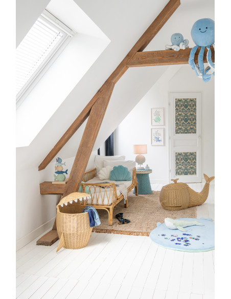 Grand Panier de rangement original Requin H 66 cm Rotin synthétique Naturel Tressé Squally 