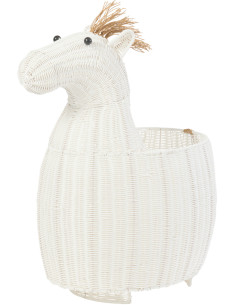Grand Panier de rangement original Cheval Rotin synthétique Blanc Tressé Horsio 