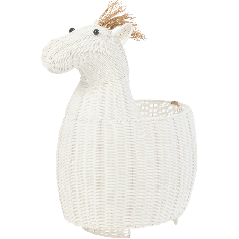 Grand Panier de rangement original Cheval Rotin synthétique Blanc Tressé Horsio 