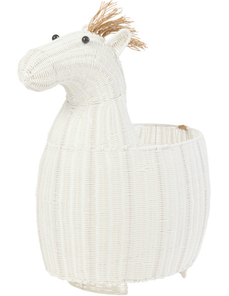 Grand Panier de rangement original Cheval Rotin synthétique Blanc Tressé Horsio 