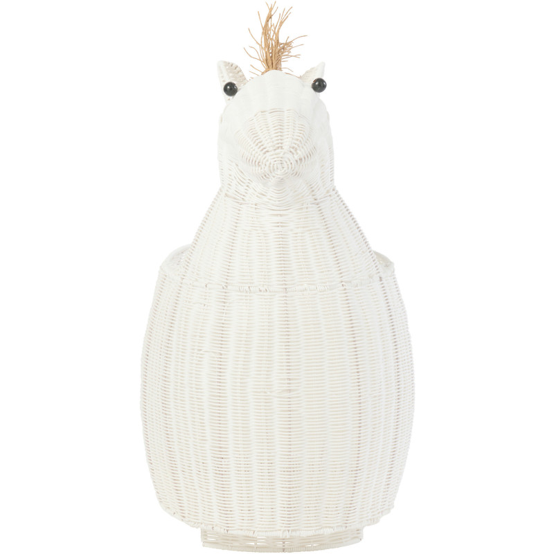Grand Panier de rangement original Cheval Rotin synthétique Blanc Tressé Horsio 