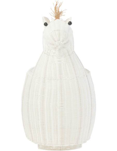 Grand Panier de rangement original Cheval Rotin synthétique Blanc Tressé Horsio 