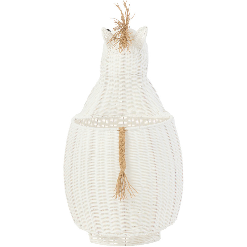 Grand Panier de rangement original Cheval Rotin synthétique Blanc Tressé Horsio 