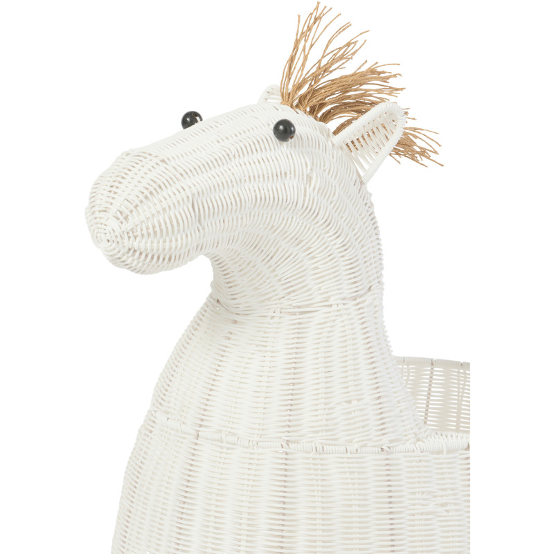 Grand Panier de rangement original Cheval Rotin synthétique Blanc Tressé Horsio 