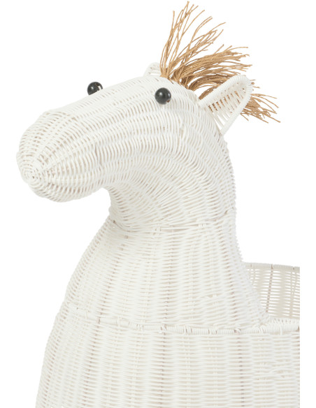 Grand Panier de rangement original Cheval Rotin synthétique Blanc Tressé Horsio 