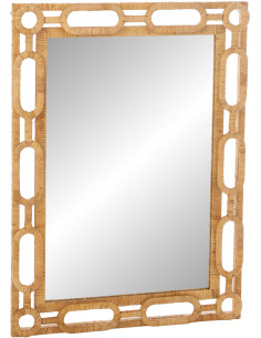 Grand Miroir mural bord de mer Anneaux Rectangulaire 75x101 Rotin Naturel Tressé Ring 