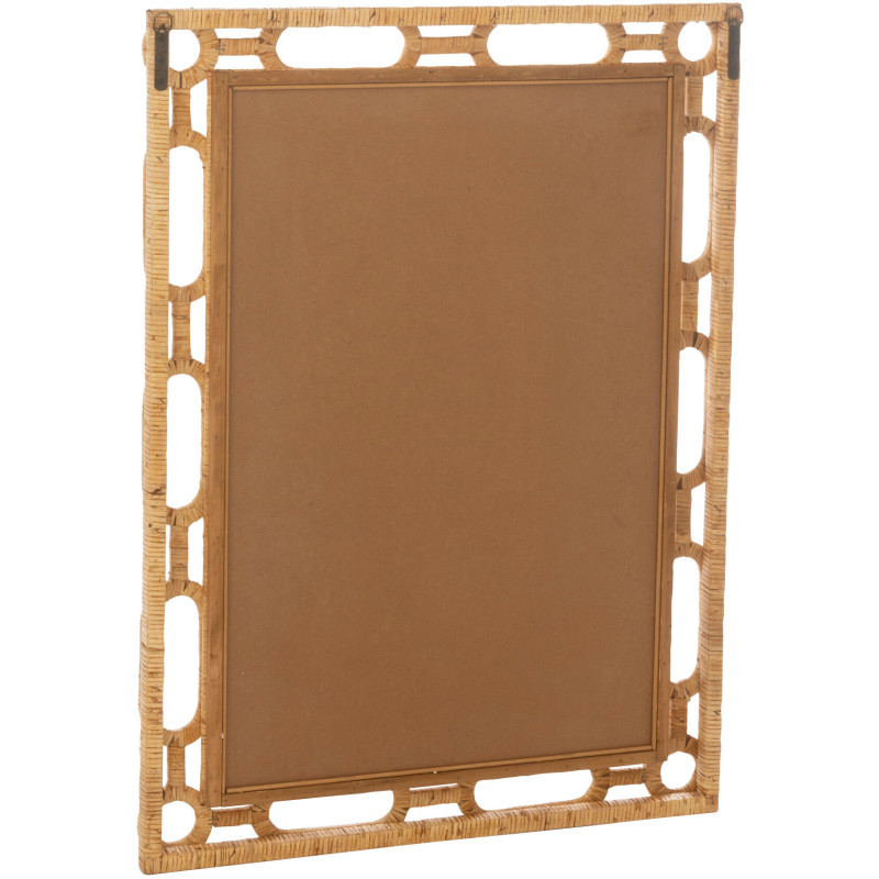 Grand Miroir mural bord de mer Anneaux Rectangulaire 75x101 Rotin Naturel Tressé Ring 