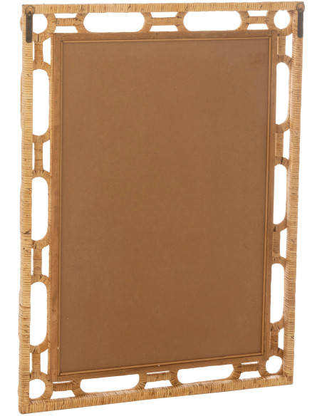 Grand Miroir mural bord de mer Anneaux Rectangulaire 75x101 Rotin Naturel Tressé Ring 