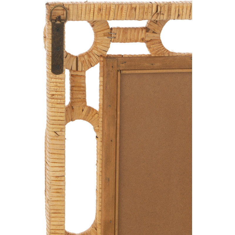 Grand Miroir mural bord de mer Anneaux Rectangulaire 75x101 Rotin Naturel Tressé Ring 