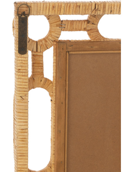 Grand Miroir mural bord de mer Anneaux Rectangulaire 75x101 Rotin Naturel Tressé Ring 