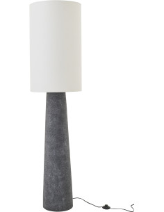 Grand Lampadaire sur pied minimaliste style africain H 165 cm Fibre de verre Noir Lin Blanc Gravora 