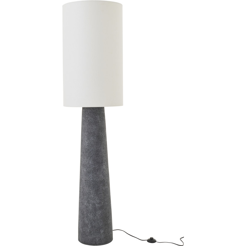 Grand Lampadaire sur pied minimaliste style africain H 165 cm Fibre de verre Noir Lin Blanc Gravora 
