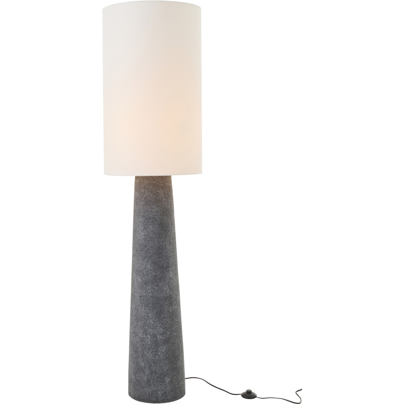 Grand Lampadaire sur pied minimaliste style africain H 165 cm Fibre de verre Noir Lin Blanc Gravora 