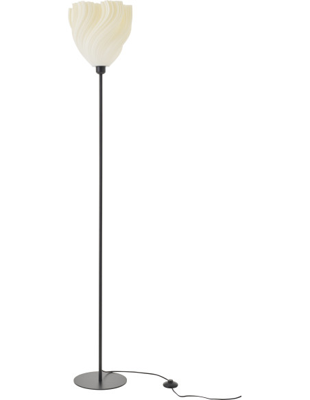 Grand Lampadaire sur pied design Fleur H 173 cm Plastique Blanc Métal Noir Tulinea 