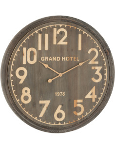 Grand Horloge murale vintage Grand Hôtel 1978 Ronde 79 cm Bois MDF Marron foncé Allurya 