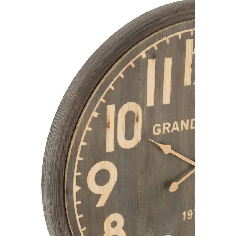 Grand Horloge murale vintage Grand Hôtel 1978 Ronde 79 cm Bois MDF Marron foncé Allurya 