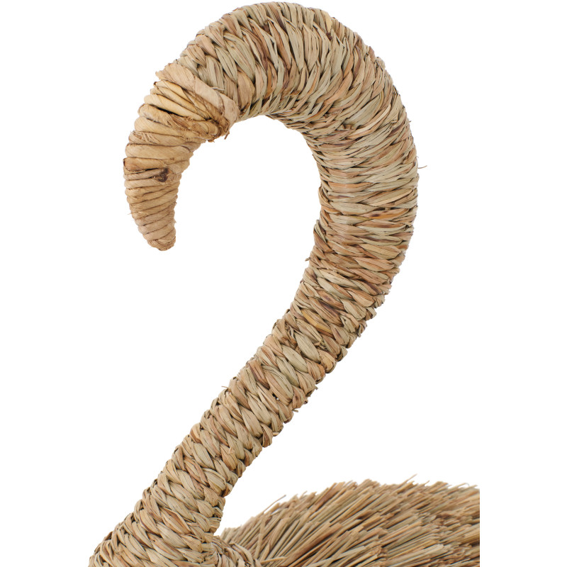 Grand Flamant rose déco H 138 cm Herbe Naturel Tressé Métal Flamora 