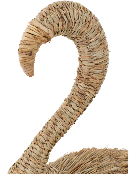 Grand Flamant rose déco H 138 cm Herbe Naturel Tressé Métal Flamora 