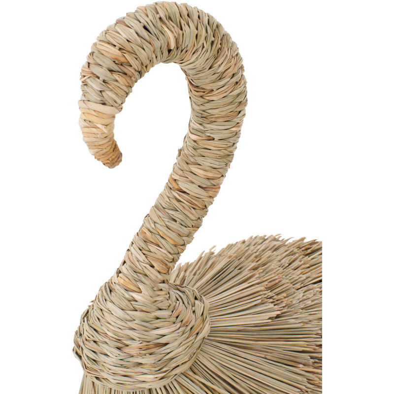 Grand Flamant rose déco H 125 cm Herbe Naturel Tressé Métal Flamora 