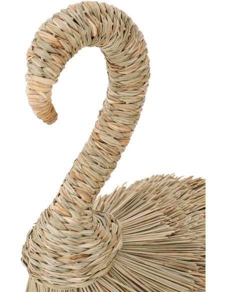 Grand Flamant rose déco H 125 cm Herbe Naturel Tressé Métal Flamora 