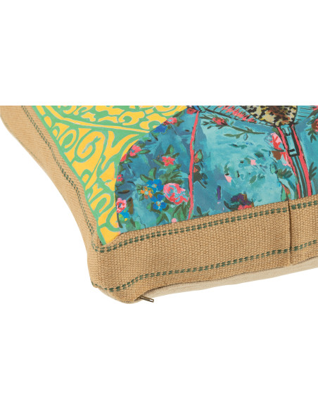 Grand Coussin original pop art Léopard Carré 50x50 Lin Jute Naturel Leopika 