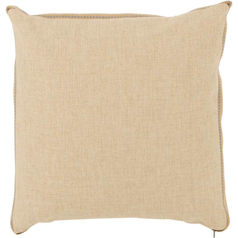 Grand Coussin original pop art Chien Carré 50x50 Lin Jute Naturel Bulldo 