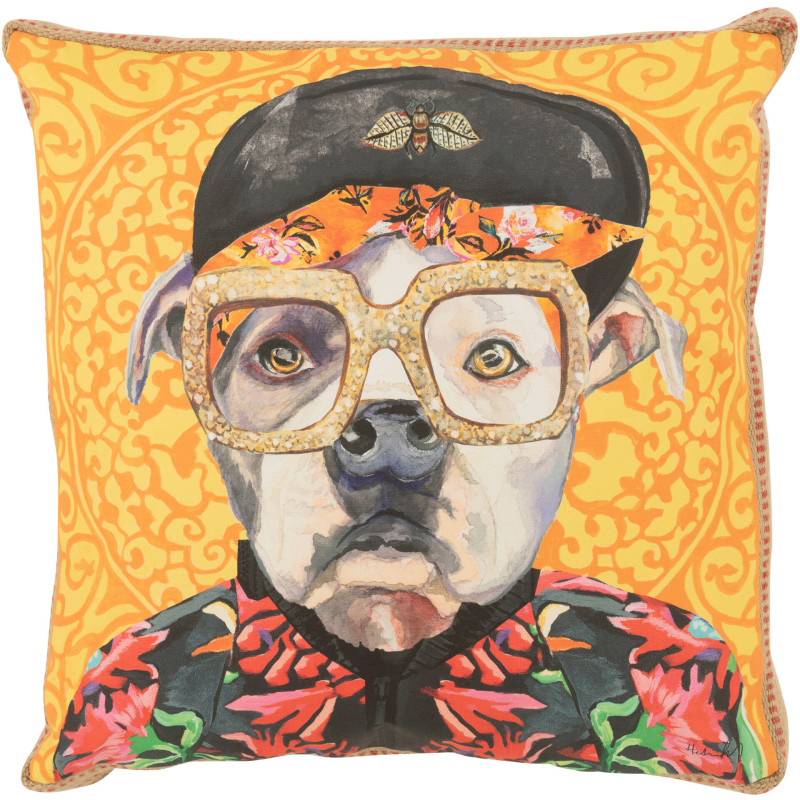 Grand Coussin original pop art Chat Carré 50x50 Lin Jute Naturel Felonio 