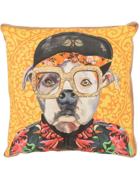 Grand Coussin original pop art Chat Carré 50x50 Lin Jute Naturel Felonio 