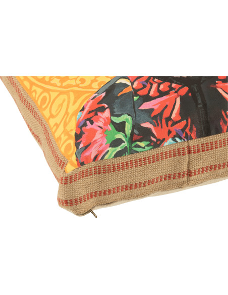 Grand Coussin original pop art Chat Carré 50x50 Lin Jute Naturel Felonio 