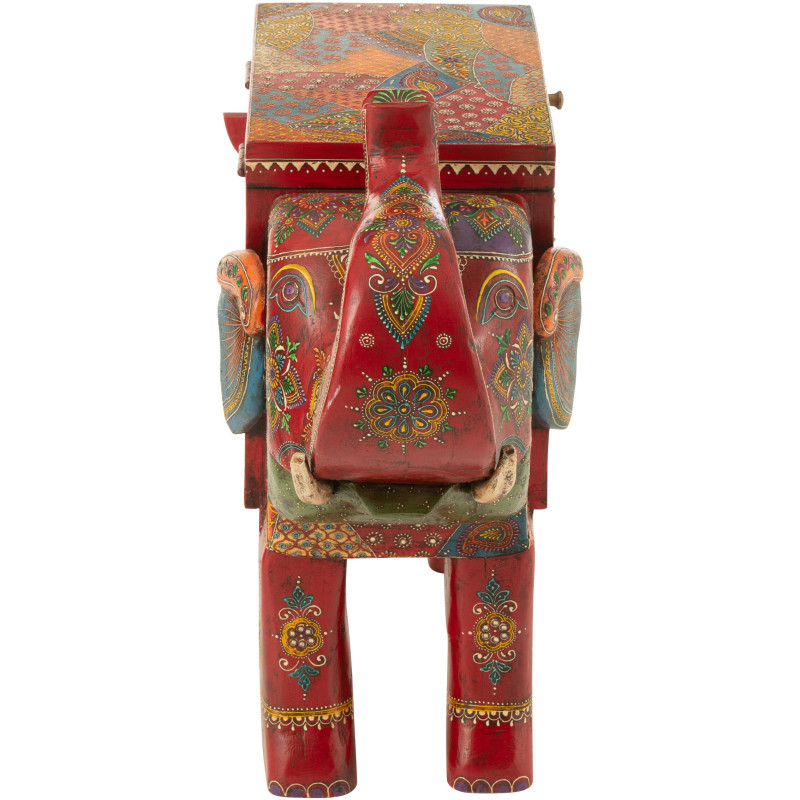 Grand Coffre de rangement indien Éléphant 79 cm Bois de manguier Multicolore Delhi 