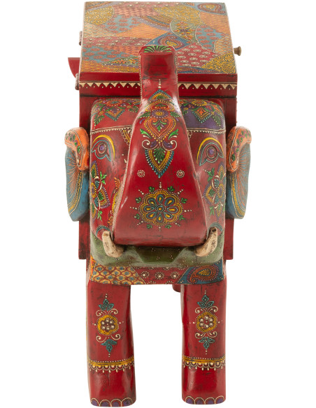 Grand Coffre de rangement indien Éléphant 79 cm Bois de manguier Multicolore Delhi 