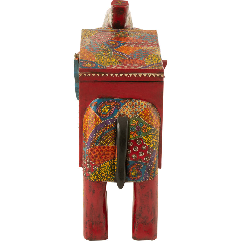 Grand Coffre de rangement indien Éléphant 79 cm Bois de manguier Multicolore Delhi 
