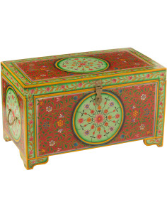 Grand Coffre de rangement indien 78 cm Bois MDF Bois de manguier Multicolore Mumbai 