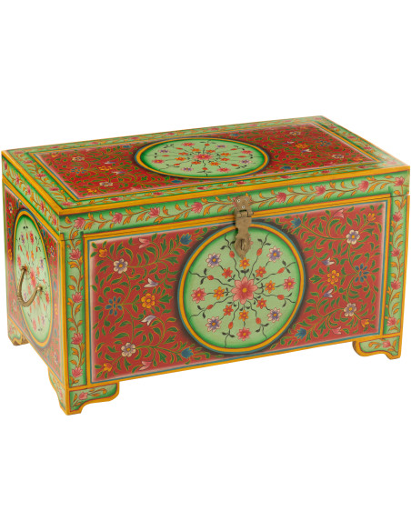 Grand Coffre de rangement indien 78 cm Bois MDF Bois de manguier Multicolore Mumbai 